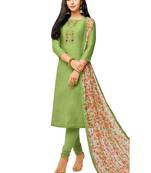 Light-Green Embroidered Chanderi Silk Salwar