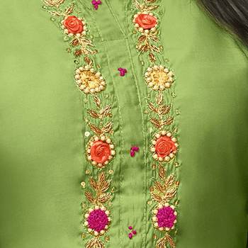 Light-Green Embroidered Chanderi Silk Salwar 3