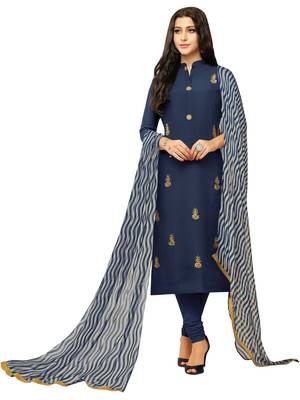 Navy-Blue Embroidered Chanderi Silk Salwar 1