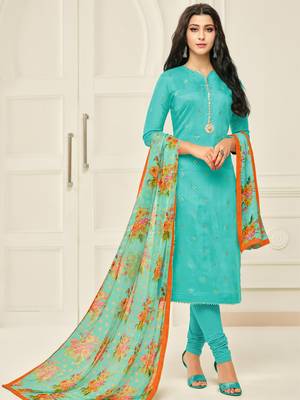 Turquoise Printed Chanderi Silk Salwar 1