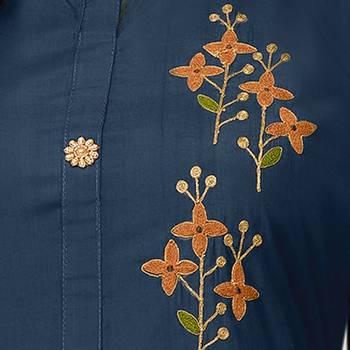 Navy-Blue Embroidered Chanderi Silk Salwar 3