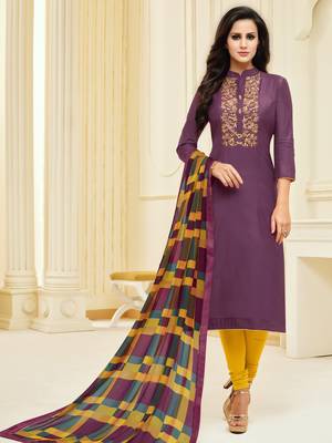 Wine embroidered chanderi silk salwar 1
