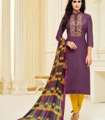 Wine embroidered chanderi silk salwar