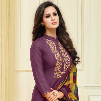 Wine embroidered chanderi silk salwar 2