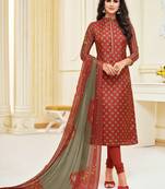 Red Printed Chanderi Silk Salwar