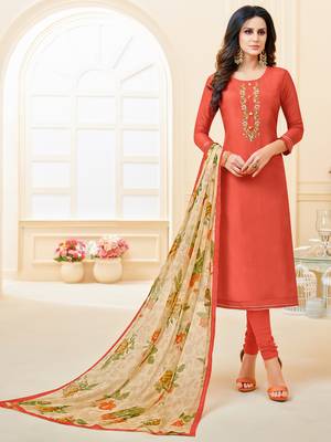 Orange Embroidered Chanderi Silk Salwar 1