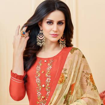 Orange Embroidered Chanderi Silk Salwar 2