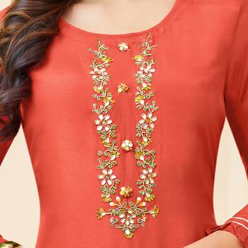 Orange Embroidered Chanderi Silk Salwar 3