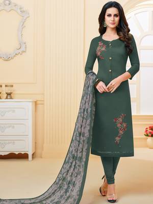 Dark-Green Embroidered Chanderi Silk Salwar 1