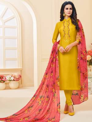 Yellow Embroidered Chanderi Silk Salwar 1
