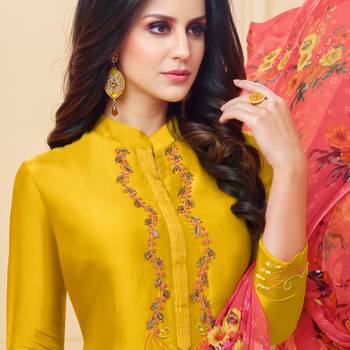 Yellow Embroidered Chanderi Silk Salwar 2