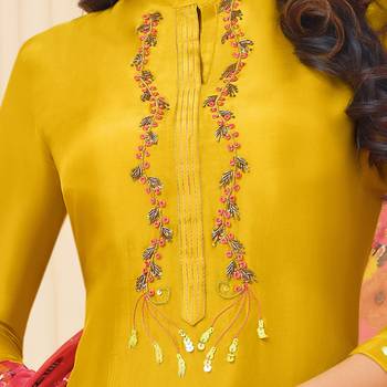 Yellow Embroidered Chanderi Silk Salwar 3
