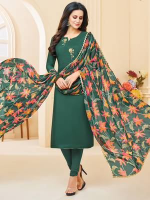 Dark-Green Embroidered Chanderi Silk Salwar 1