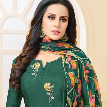 Dark-Green Embroidered Chanderi Silk Salwar 2
