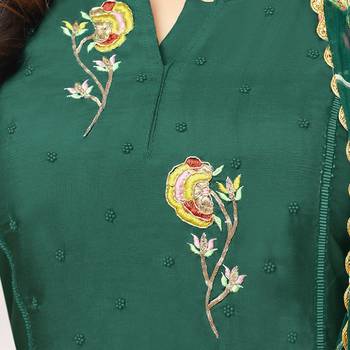 Dark-Green Embroidered Chanderi Silk Salwar 3
