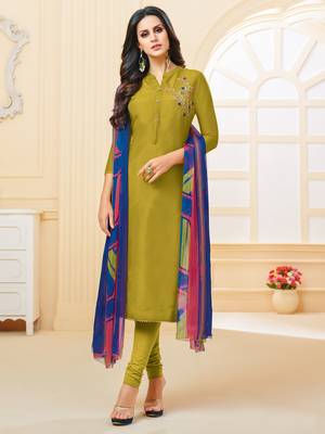 Light-green embroidered chanderi silk salwar 1