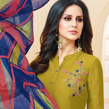 Light-green embroidered chanderi silk salwar 2