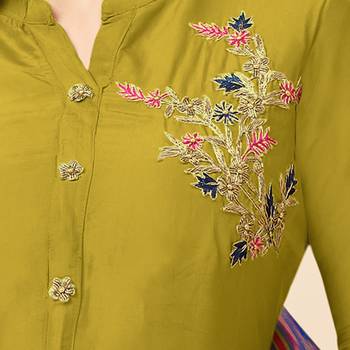 Light-green embroidered chanderi silk salwar 3