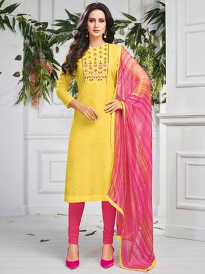 Yellow Embroidered Chanderi Silk Salwar 1