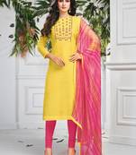 Yellow Embroidered Chanderi Silk Salwar