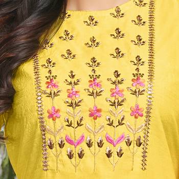 Yellow Embroidered Chanderi Silk Salwar 3