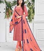 Peach Printed Chanderi Silk Salwar