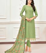 Olive Embroidered Chanderi Silk Salwar