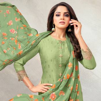 Olive Embroidered Chanderi Silk Salwar 2
