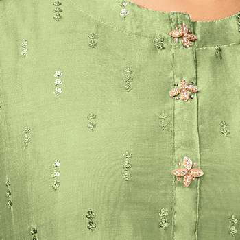 Olive Embroidered Chanderi Silk Salwar 4