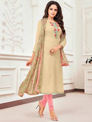 Tan embroidered chanderi silk salwar 1
