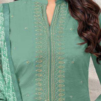 Teal Embroidered Chanderi Silk Salwar 3