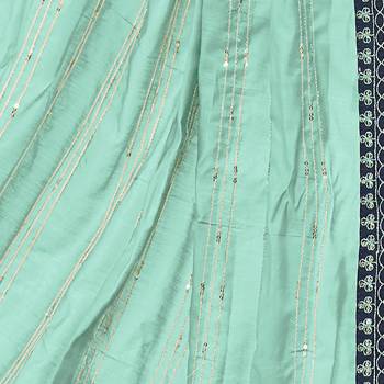 Navy-Blue Embroidered Blended Silk Salwar 4