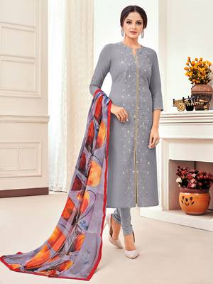 Grey embroidered chanderi silk salwar 1