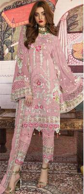Pink embroidered georgette salwar 1