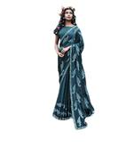 Blue embroidered georgette saree with blouse
