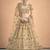 Beige Stone, Dori, Zari And Thread Embroidered Satin Semi Stitched bridal lehenga