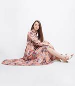 Pink printed georgette maxi-dresses