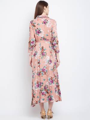 Pink printed georgette maxi-dresses 4
