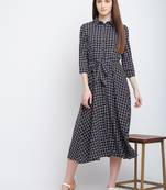Black printed polyester long-dresses