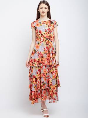 Multicolor printed polyester maxi-dresses 2