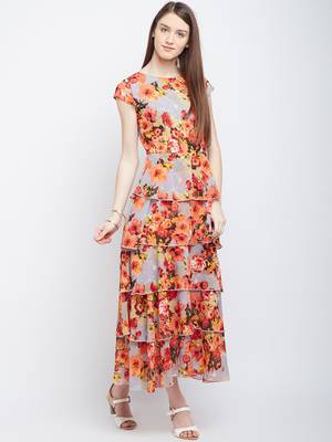 Multicolor printed polyester maxi-dresses 3