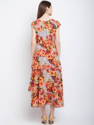 Multicolor printed polyester maxi-dresses 4