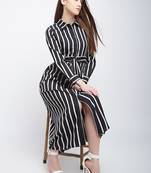 Black printed polyester maxi-dresses