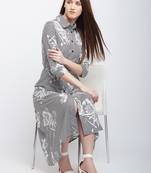 White printed polyester long-dresses