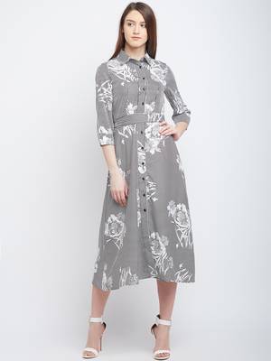 White printed polyester long-dresses 2