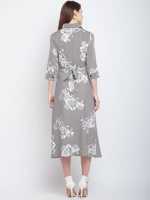 White printed polyester long-dresses 4