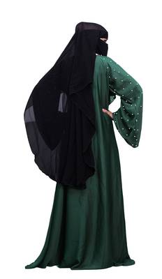 Justkartit Plain Black Long Layer Niqab Scarf Hijab For Women 3