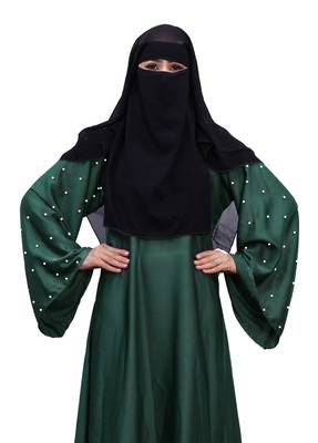 Justkartit Plain Black Long Layer Niqab Scarf Hijab For Women 4