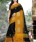 Black Embroidered Cotton Silk Saree With Blouse