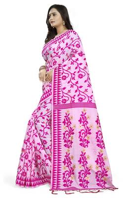 Pink printed cotton silk saree with blouse 2